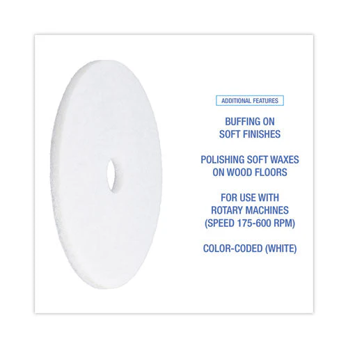Polishing Floor Pads, 20" Diameter, White, 5/carton - Image 2