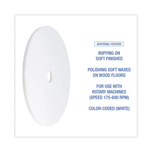 Polishing Floor Pads, 21" Diameter, White, 5/carton - Image 2