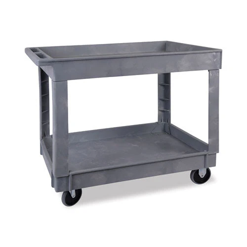 Two-shelf Utility Cart, Plastic, 2 Shelves, 300 Lb Capacity, 24" X 40" X 31.5", Gray - Image 1