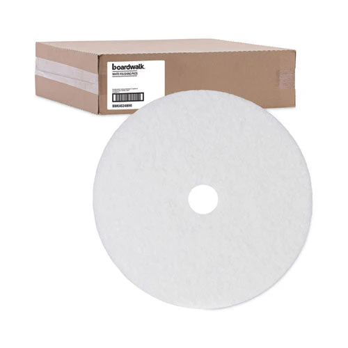 Polishing Floor Pads, 24" Diameter, White, 5/carton - Image 2