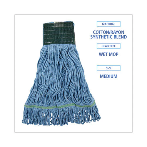 Mop Head, Premium Standard Head, Cotton/rayon Fiber, Medium, Blue, 12/carton - Image 2