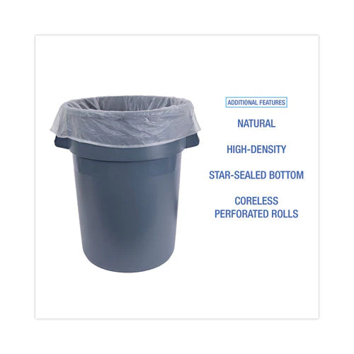 High-density Can Liners, 45 Gal, 10 Mic, 40" X 46", Natural, 25 Bags/roll, 10 Rolls/carton - Image 2