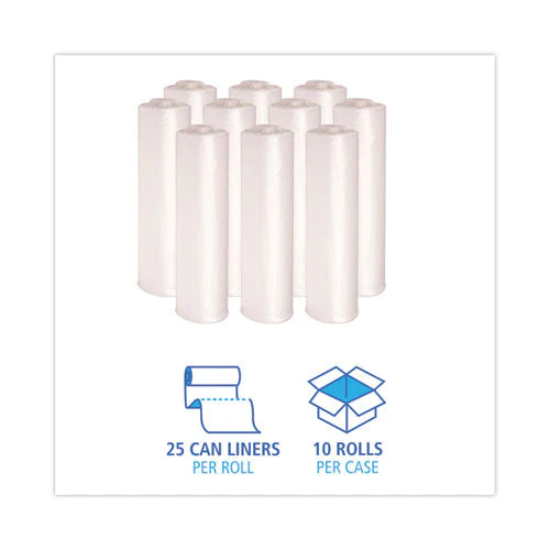 High-density Can Liners, 45 Gal, 13 Mic, 40" X 46", Natural, 25 Bags/roll, 10 Rolls/carton - Image 2