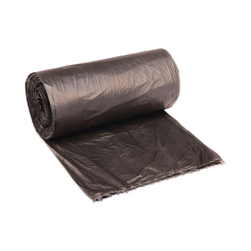 High-density Can Liners, 45 Gal, 19 Mic, 40" X 46", Black, 25 Bags/roll, 6 Rolls/carton - Image 1