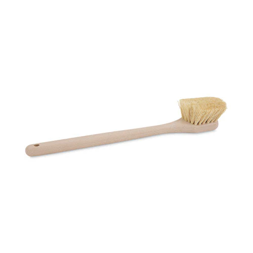 Utility Brush, Cream Tampico Bristles, 5.5" Brush, 14.5" Tan Plastic Handle - Image 1