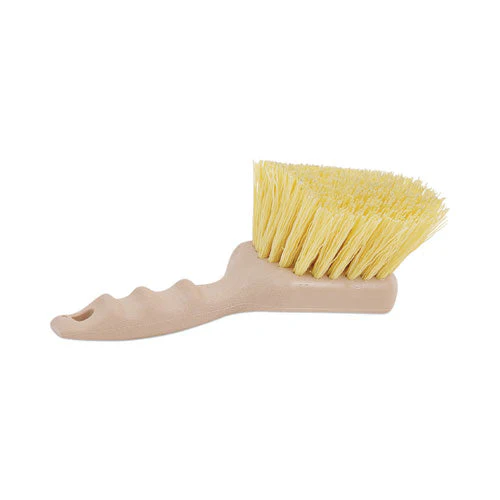 Utility Brush, Cream Polypropylene Bristles, 5.5 Brush, 3" Tan Plastic Handle - Image 1