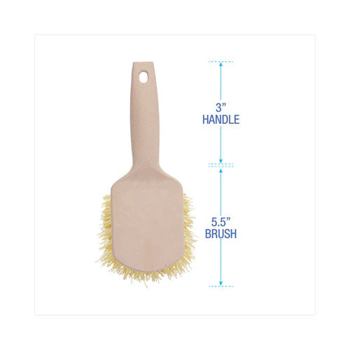 Utility Brush, Cream Polypropylene Bristles, 5.5 Brush, 3" Tan Plastic Handle - Image 3