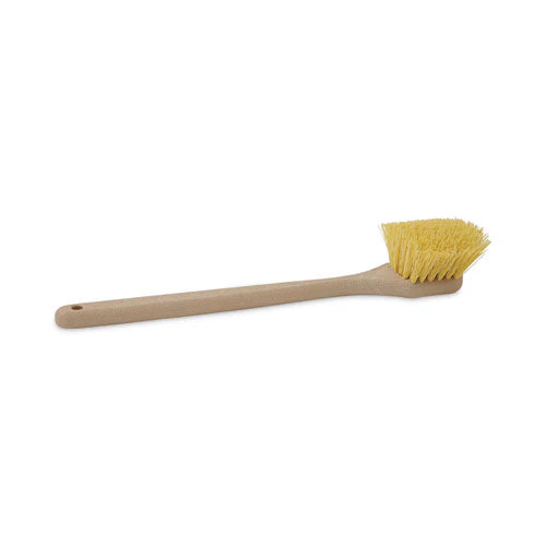 Utility Brush, Cream Polypropylene Bristles, 5.5 Brush, 14.5" Tan Plastic Handle - Image 1