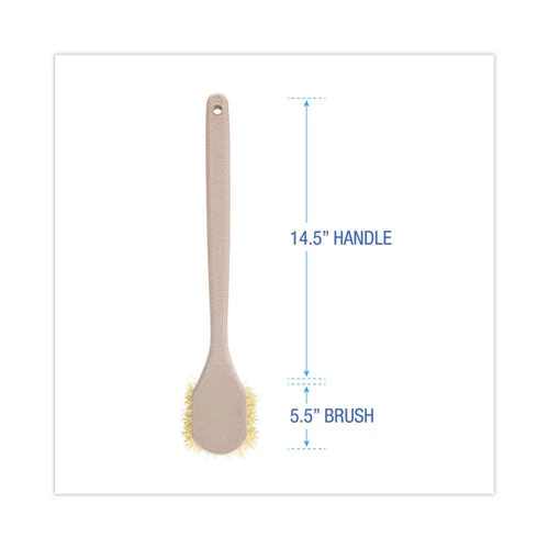 Utility Brush, Cream Polypropylene Bristles, 5.5 Brush, 14.5" Tan Plastic Handle - Image 3