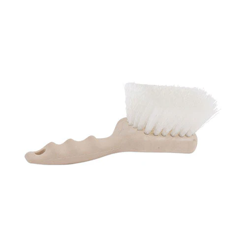 Utility Brush, Cream Nylon Bristles, 5.5" Brush, 3.5" Tan Plastic Handle - Image 1