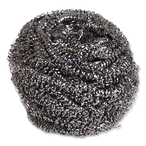 Stainless Steel Scrubber, Large Size, 2.5 X 2.75, Steel Gray, 12/carton - Image 1