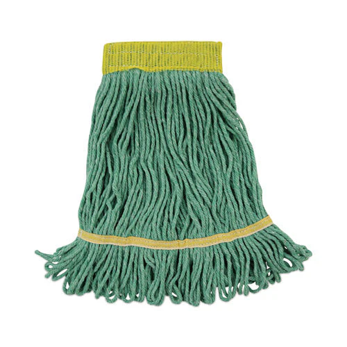 Super Loop Wet Mop Head, Cotton/synthetic Fiber, 5" Headband, Small Size, Green, 12/carton - Image 1