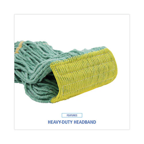 Super Loop Wet Mop Head, Cotton/synthetic Fiber, 5" Headband, Small Size, Green, 12/carton - Image 2