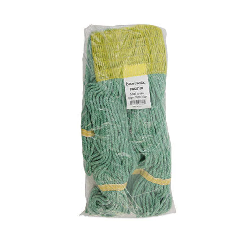 Super Loop Wet Mop Head, Cotton/synthetic Fiber, 5" Headband, Small Size, Green, 12/carton - Image 3