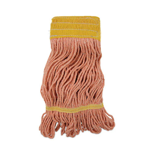 Super Loop Wet Mop Head, Cotton/synthetic Fiber, 5" Headband, Small Size, Orange, 12/carton - Image 1