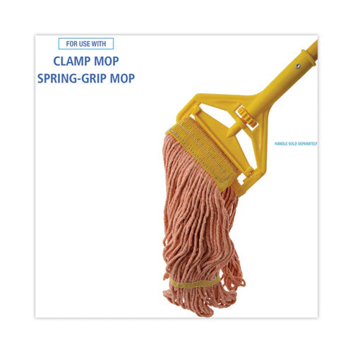 Super Loop Wet Mop Head, Cotton/synthetic Fiber, 5" Headband, Small Size, Orange, 12/carton - Image 3