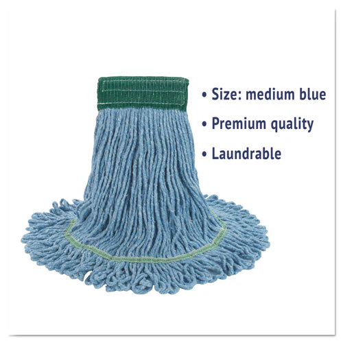 Super Loop Wet Mop Head, Cotton/synthetic Fiber, 5" Headband, Medium Size, Blue - Image 3