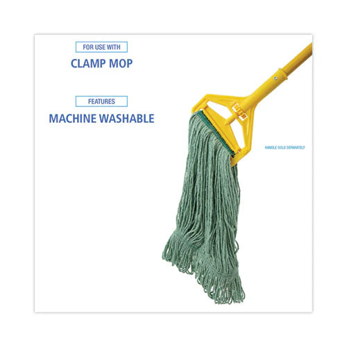 Mop Head, Premium Standard Head, Cotton/rayon Fiber, Medium, Green, 12/carton - Image 2