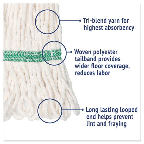 Super Loop Wet Mop Head, Cotton/synthetic Fiber, 5" Headband, Medium Size, White, 12/carton - Image 3