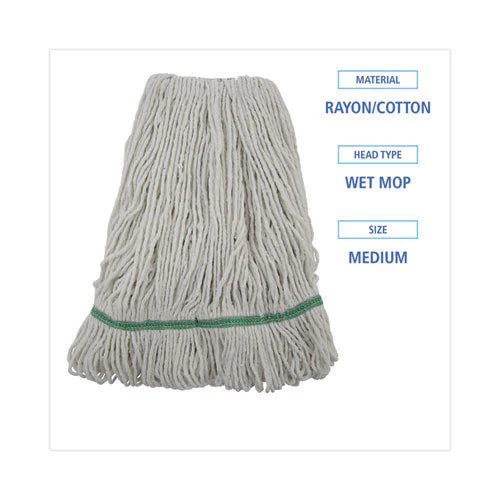 Mop Head, Premium Standard Head, Cotton/rayon Fiber, Medium, White - Image 2
