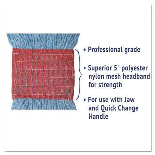 Super Loop Wet Mop Head, Cotton/synthetic Fiber, 5" Headband, Large Size, Blue - Image 3