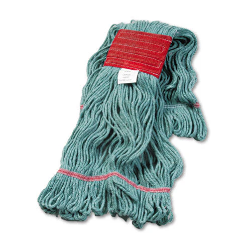 Super Loop Wet Mop Head, Cotton/synthetic Fiber, 5" Headband, Large Size, Green, 12/carton - Image 1