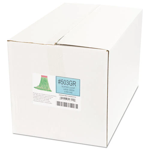 Super Loop Wet Mop Head, Cotton/synthetic Fiber, 5" Headband, Large Size, Green, 12/carton - Image 2