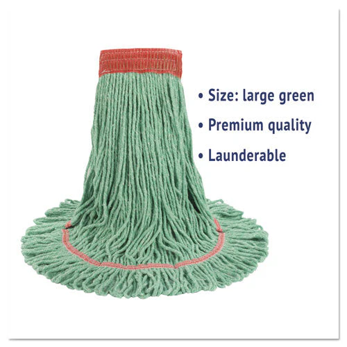 Super Loop Wet Mop Head, Cotton/synthetic Fiber, 5" Headband, Large Size, Green - Image 2