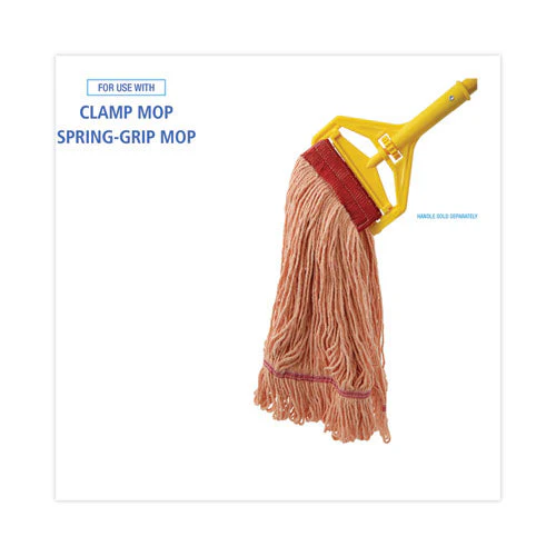 Super Loop Wet Mop Head, Cotton/synthetic Fiber, 5" Headband, Large Size, Orange, 12/carton - Image 2
