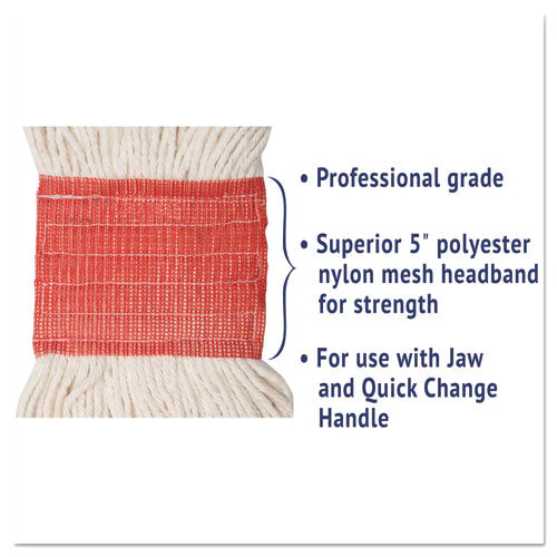 Super Loop Wet Mop Head, Cotton/synthetic Fiber, 5" Headband, Large Size, White, 12/carton - Image 3