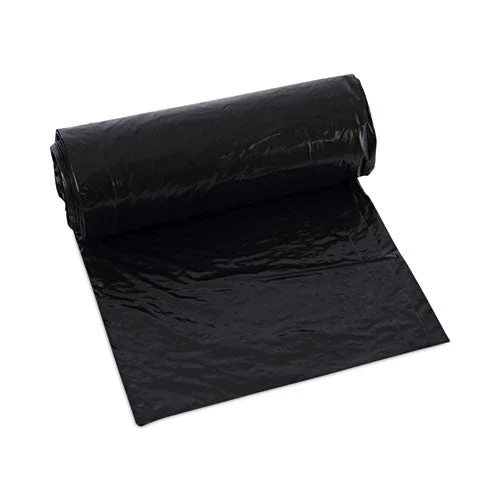 Low-density Waste Can Liners, 16 Gal, 1 Mil, 24 X 32, Black, 10 Bags/roll, 15 Rolls/carton - Image 1