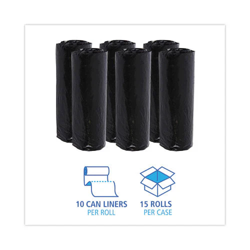 Low-density Waste Can Liners, 16 Gal, 1 Mil, 24 X 32, Black, 10 Bags/roll, 15 Rolls/carton - Image 2