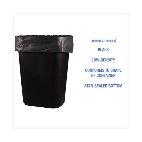 Low-density Waste Can Liners, 16 Gal, 1 Mil, 24 X 32, Black, 10 Bags/roll, 15 Rolls/carton - Image 3