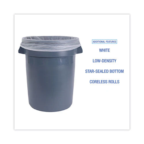 Low-density Waste Can Liners, 33 Gal, 0.6 Mil, 33 X 39, White, 25 Bags/roll, 6 Rolls/carton - Image 2