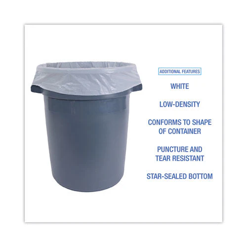 Linear Low Density Can Liners, 55 Gal, 0.63 Mil, 38" X 58", White, 10 Bags/roll, 10 Rolls/carton - Image 3