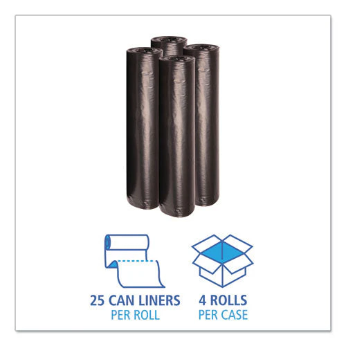 Recycled Low-density Polyethylene Can Liners, 45 Gal, 1.2 Mil, 40" X 46", Black, 10 Bags/roll, 10 Rolls/carton - Image 2