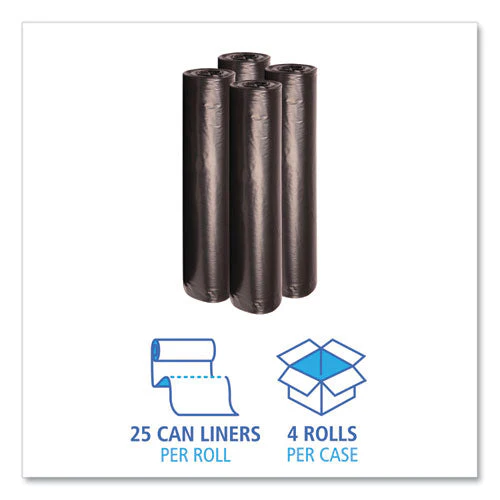 Recycled Low-density Polyethylene Can Liners, 56 Gal, 1.2 Mil, 43" X 47", Black, 10 Bags/roll, 10 Rolls/carton - Image 3