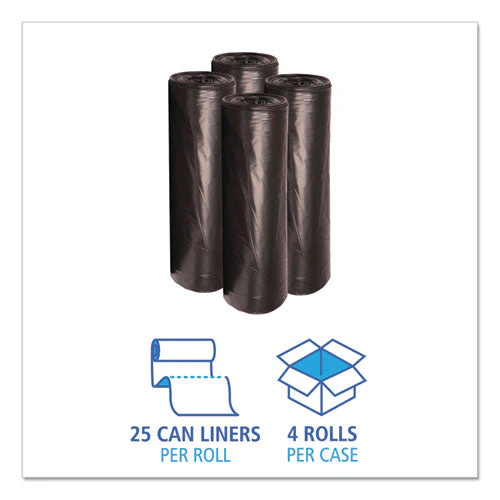 Recycled Low-density Polyethylene Can Liners, 56 Gal, 1.6 Mil, 43" X 47", Black, 10 Bags/roll, 10 Rolls/carton - Image 3
