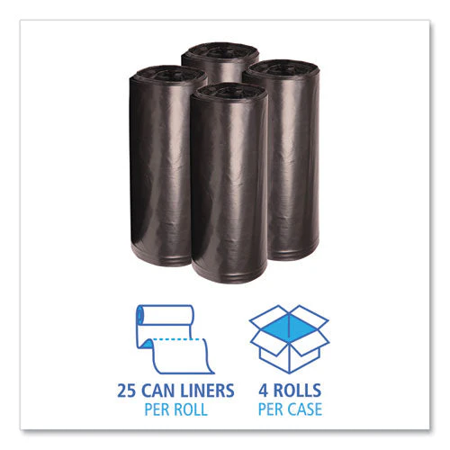 Recycled Low-density Polyethylene Can Liners, 60 Gal, 1.6 Mil, 38" X 58", Black, 10 Bags/roll, 10 Rolls/carton - Image 2