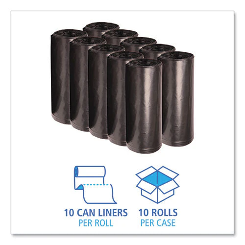 Recycled Low-density Polyethylene Can Liners, 60 Gal, 1.8 Mil, 38" X 58", Black, 10 Bags/roll, 10 Rolls/carton - Image 2