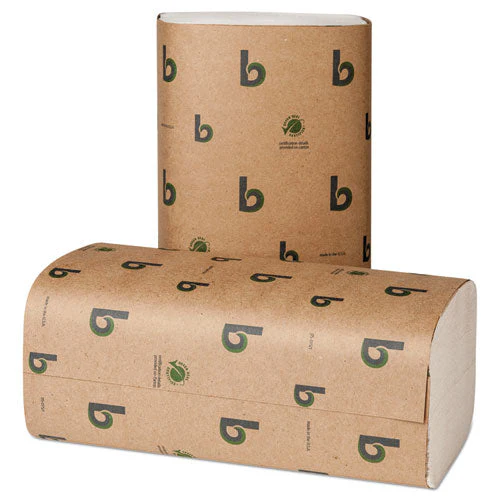Boardwalk Green Single-fold Towels, 1-ply, 9.13 X 10.25, Natural White, 250/pack, 16 Packs/carton - Image 1
