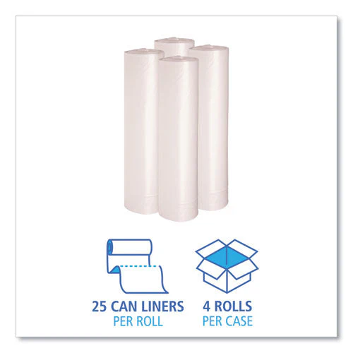Recycled Low-density Polyethylene Can Liners, 56 Gal, 1.1 Mil, 43" X 47", Clear, 10 Bags/roll, 10 Rolls/carton - Image 3