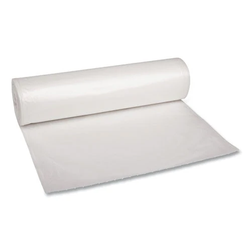 Recycled Low-density Polyethylene Can Liners, 60 Gal, 1.1 Mil, 38" X 58", Clear, 10 Bags/roll, 10 Rolls/carton - Image 1