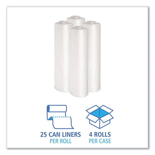 Recycled Low-density Polyethylene Can Liners, 33 Gal, 1.4 Mil, 33" X 39", Clear, 10 Bags/roll, 10 Rolls/carton - Image 2