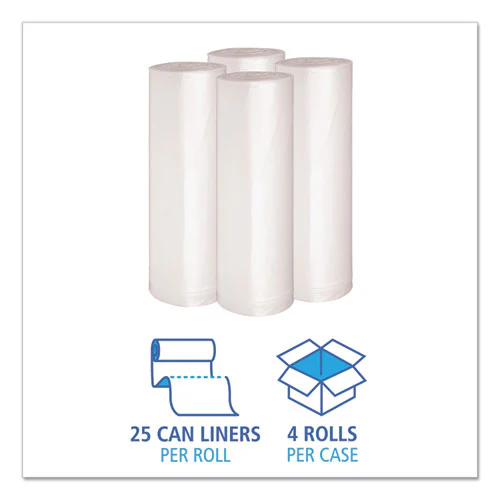 Recycled Low-density Polyethylene Can Liners, 45 Gal, 1.4 Mil, 40" X 46", Clear, 10 Bags/roll, 10 Rolls/carton - Image 3