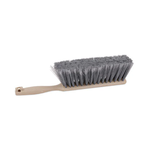 Counter Brush, Gray Flagged Polypropylene Bristles, 4.5" Brush, 3.5" Tan Plastic Handle - Image 1