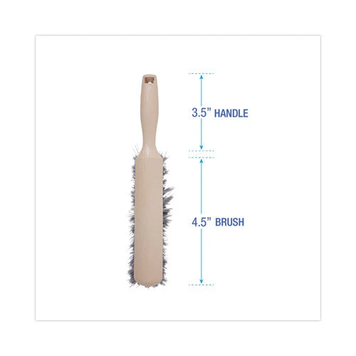Counter Brush, Gray Flagged Polypropylene Bristles, 4.5" Brush, 3.5" Tan Plastic Handle - Image 2