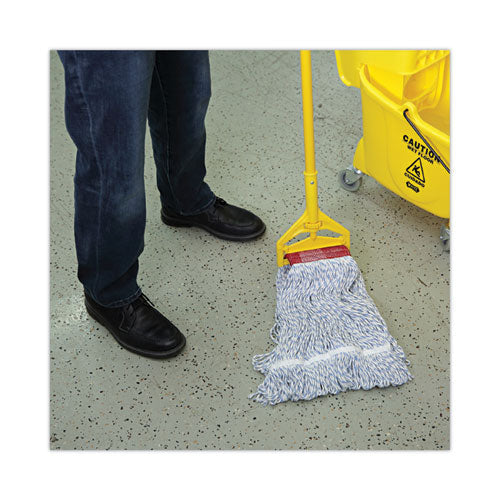Mop Head, Floor Finish, Wide, Rayon/polyester, Large, White/blue, 12/carton - Image 2