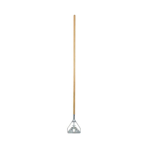 Screw Clamp Metal Head Wooden Mop Handle, #20+, 1.13" Dia X 62", Natural - Image 1