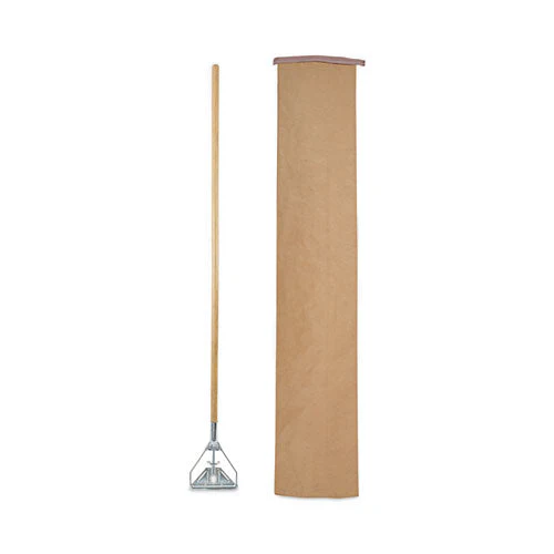 Screw Clamp Metal Head Wooden Mop Handle, #20+, 1.13" Dia X 62", Natural - Image 3